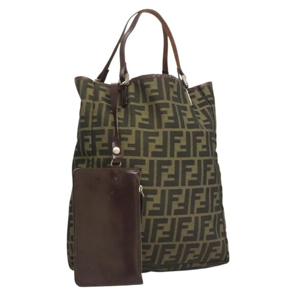 FENDI Zucca Canvas Tote Bag Black Brown Auth 122644 - Picture 1 of 16